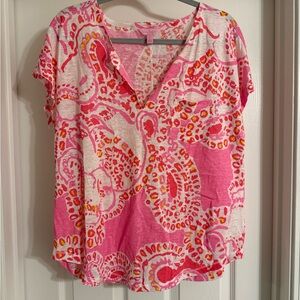 Lily Pulitzer Duval Linen Top Hot Coral Trunk in Love